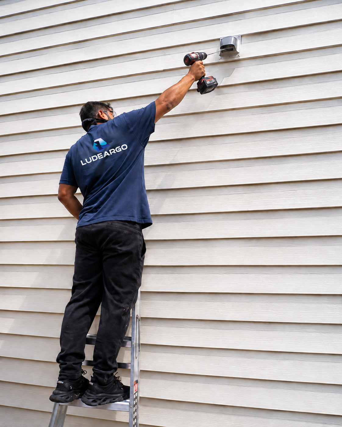 Air duct cleaning technician at work